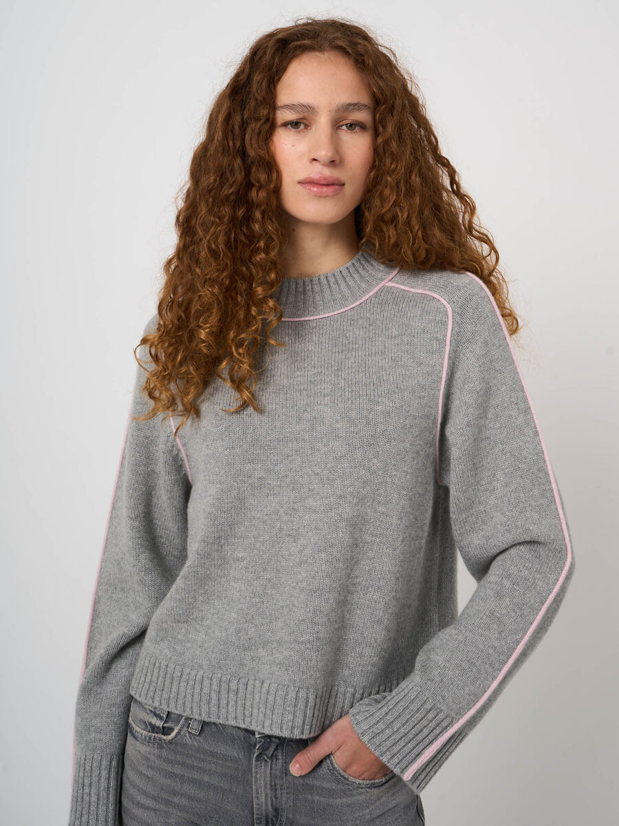 Woll-Kaschmir-Pullover mit Kontrastdetails image number 1