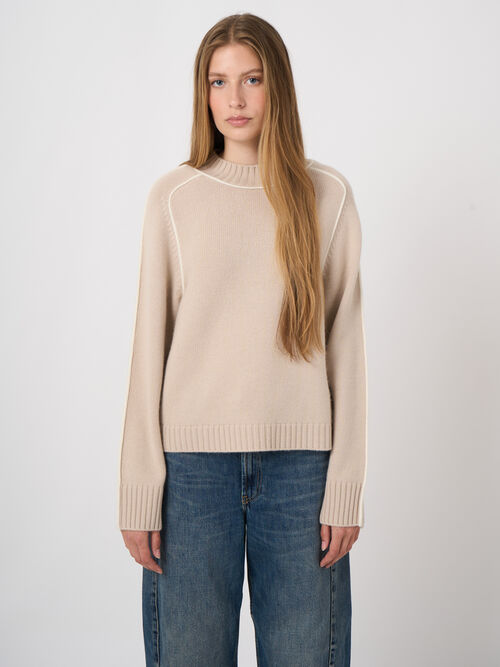 Wool-Cashmere Sweater with Contrast Details