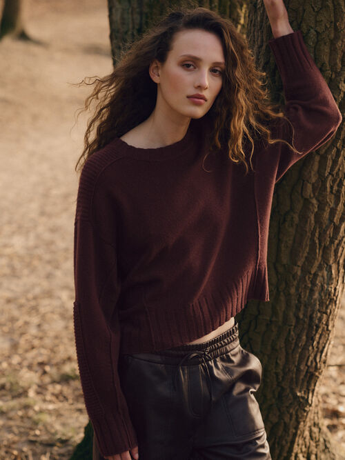 Pull laine-cachemire &agrave; manches chauve-souris