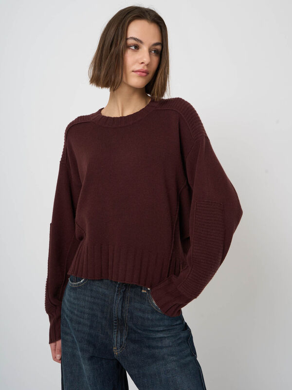 Wol-kasjmier trui met batwing-mouwen image number 5