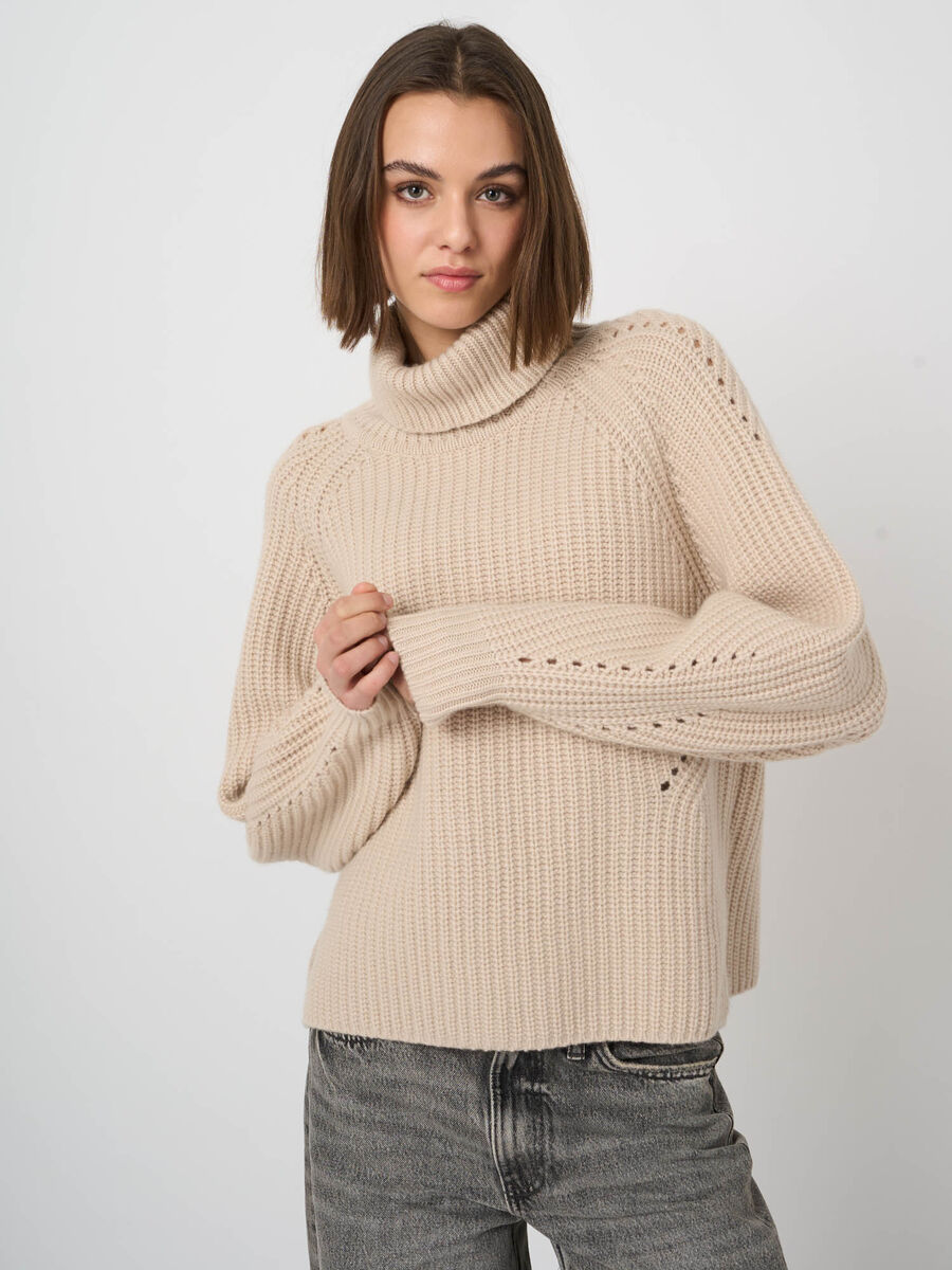 Woll-Kaschmir-Rippstrickpullover mit Rollkragen image number 8