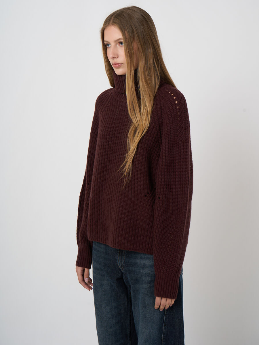 Woll-Kaschmir-Rippstrickpullover mit Rollkragen image number 1