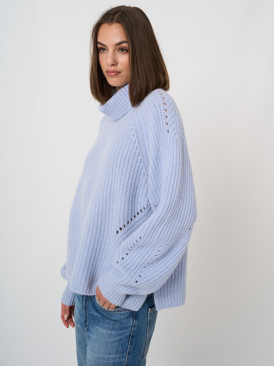Woll-Kaschmir-Rippstrickpullover mit Rollkragen image number 1