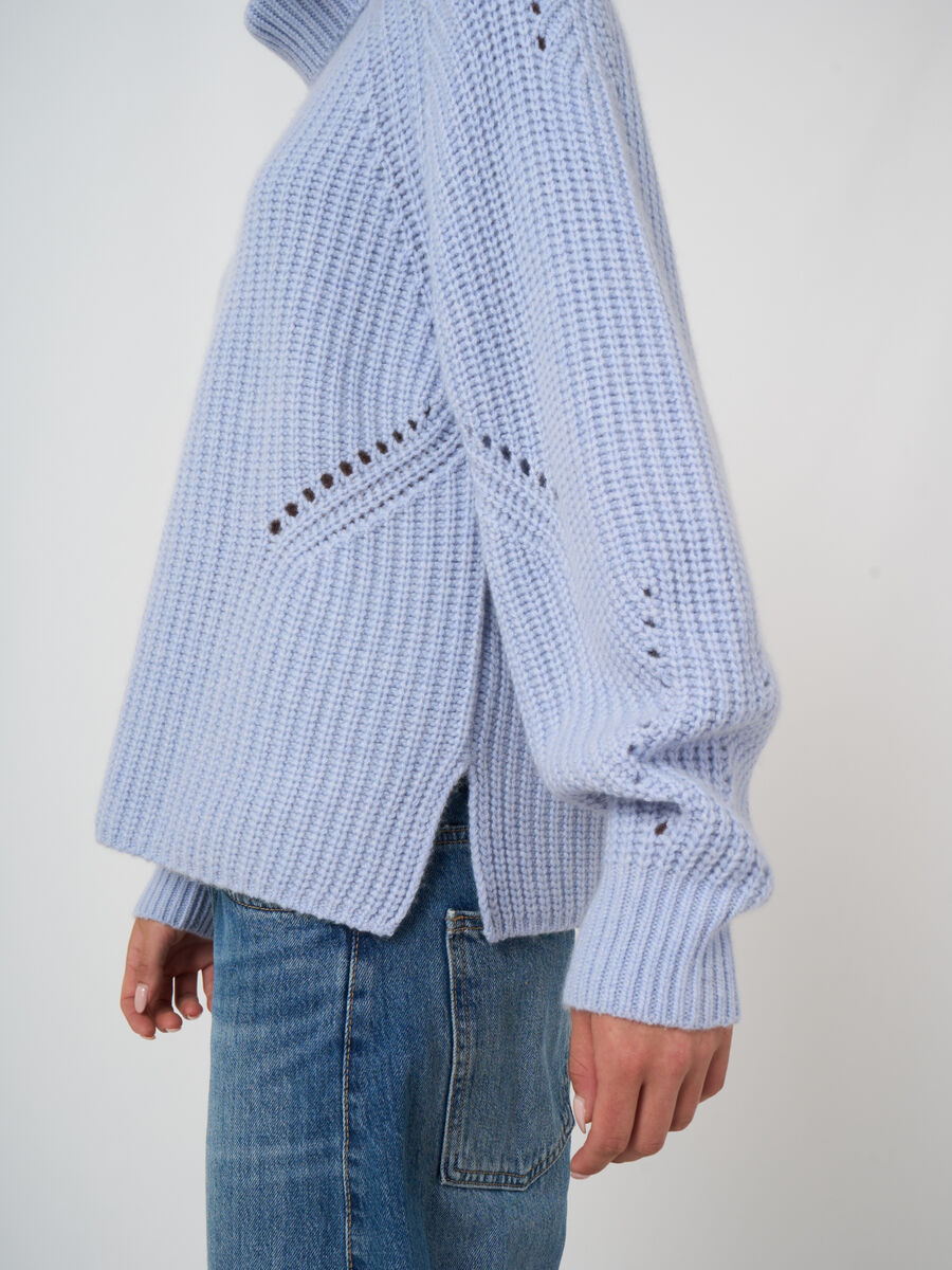 Woll-Kaschmir-Rippstrickpullover mit Rollkragen image number 3