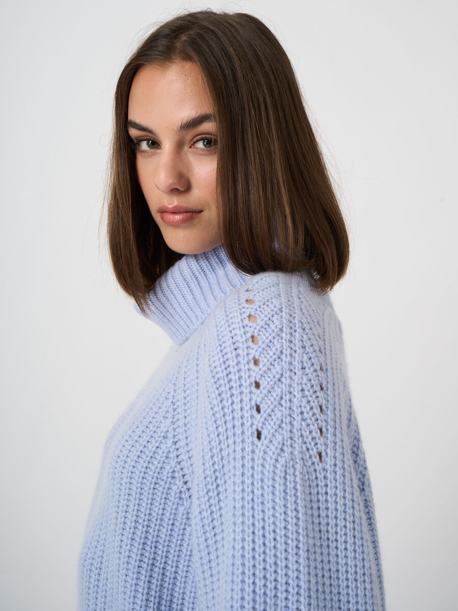 Woll-Kaschmir-Rippstrickpullover mit Rollkragen image number 4