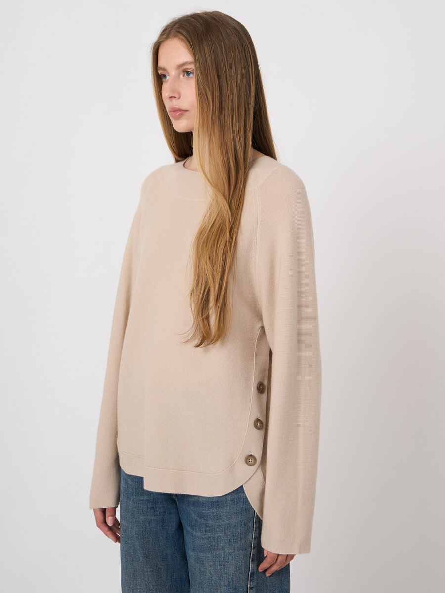 Woll-Kaschmir-Rippstrickpullover mit U-Boot-Ausschnitt image number 0