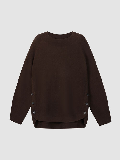 Wool-Cashmere Rib Sweater with Wide Boat Neck