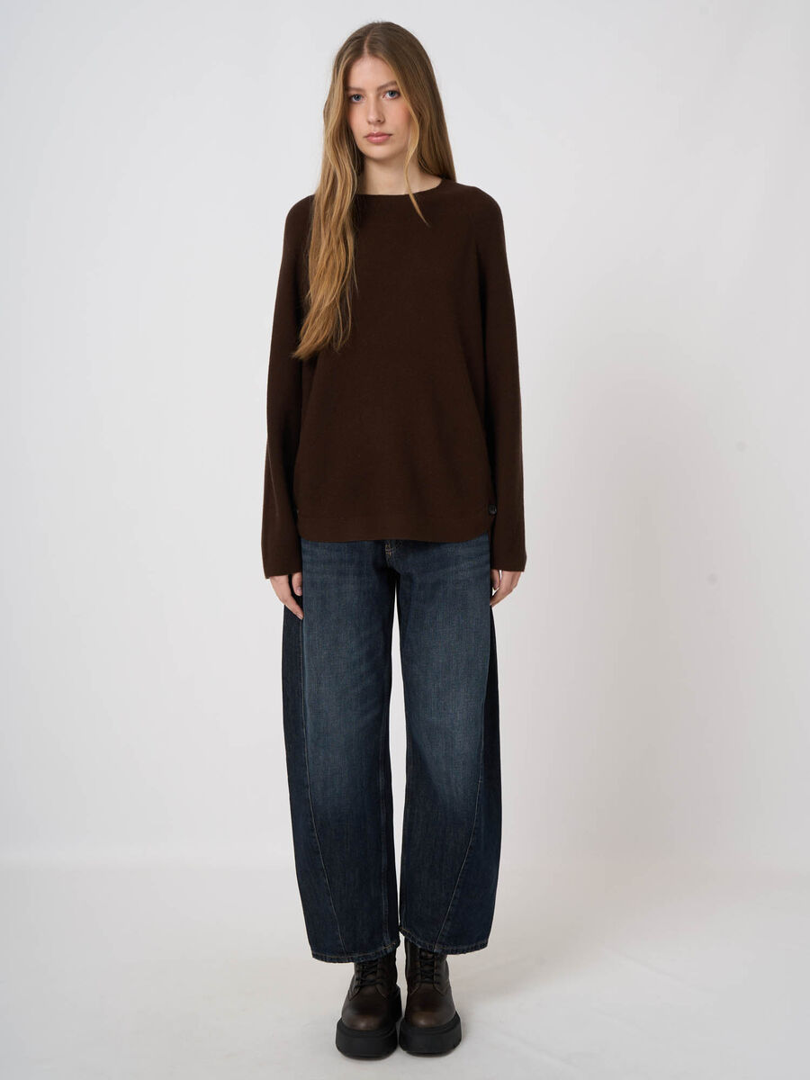 Woll-Kaschmir-Rippstrickpullover mit U-Boot-Ausschnitt image number 5
