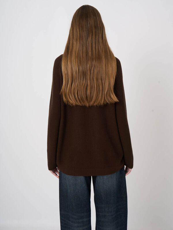 Wool-Cashmere Rib Sweater with Wide Boat Neck image number 6