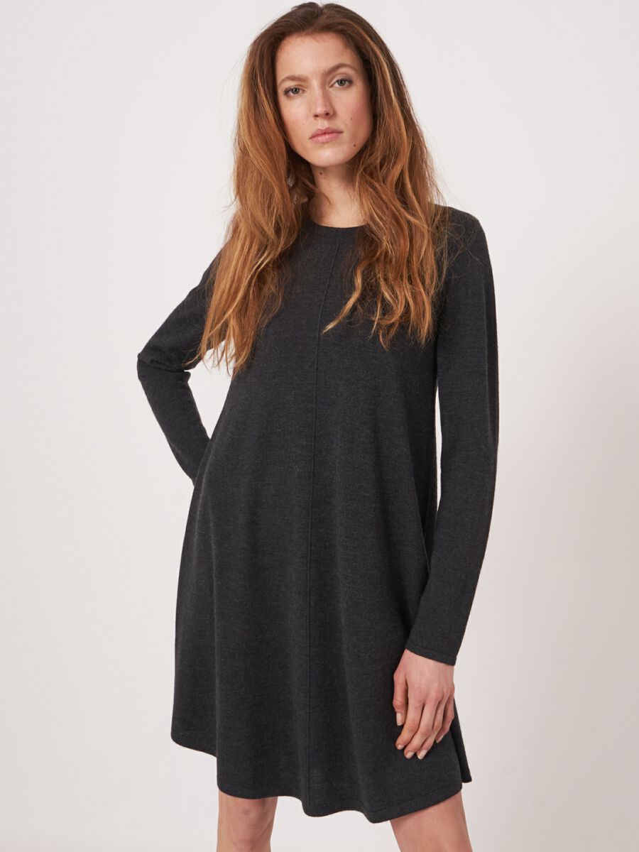 A-line knitted merino wool dress image number 0