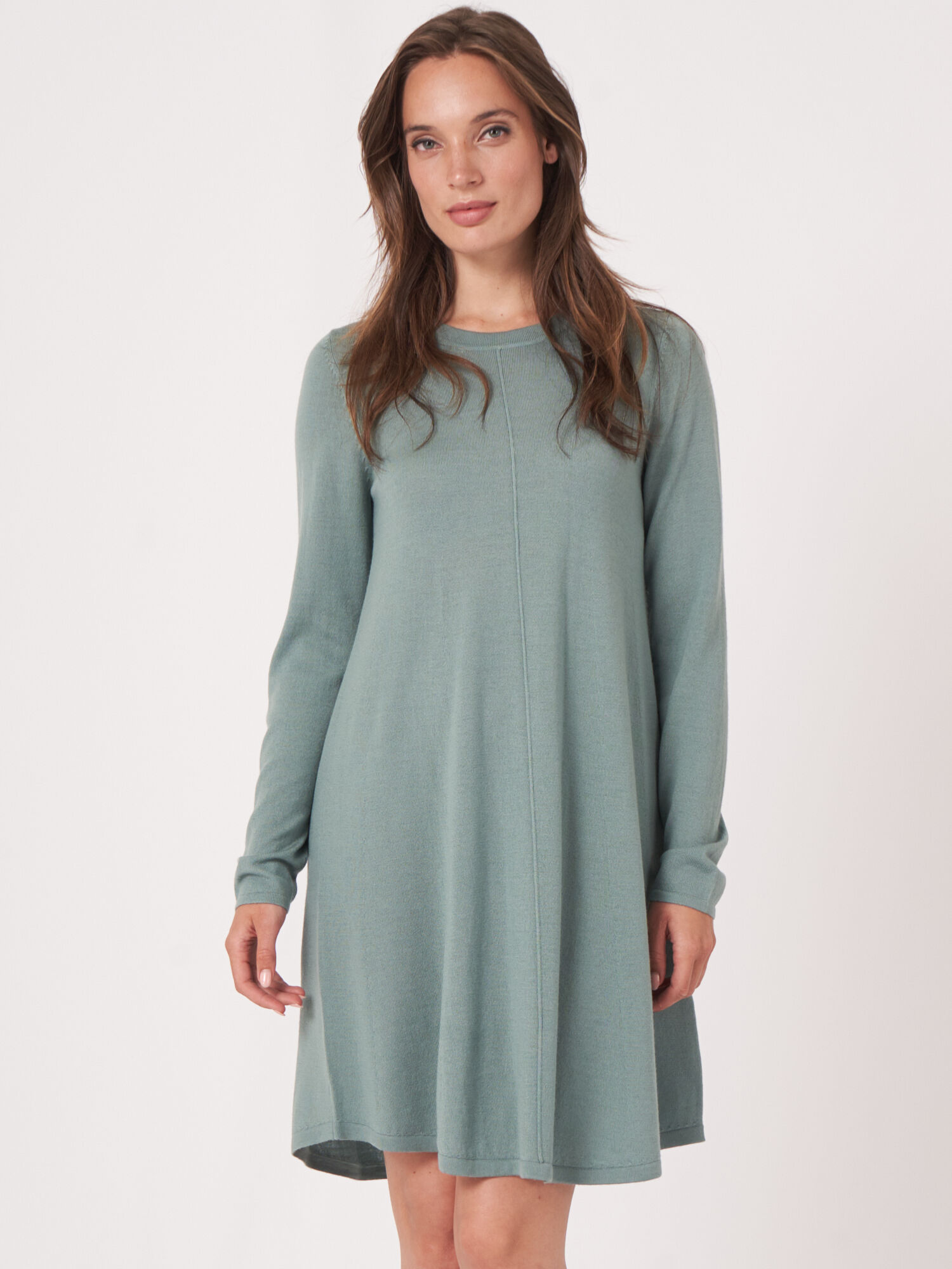 Margo Merino Wool Shift Dress - Thyme - wool& Europe