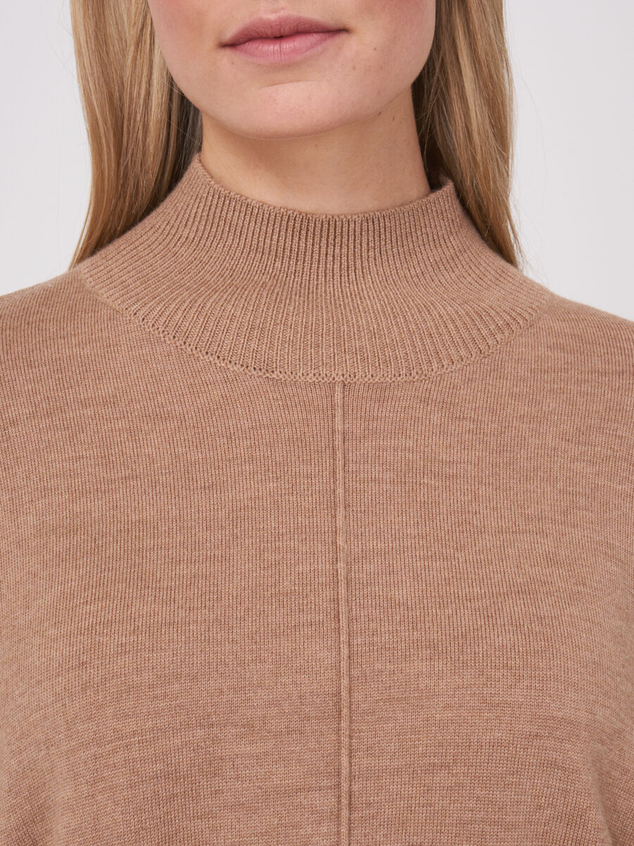 Trui van merinowol met ronde zoom en geribde mouwen image number 2