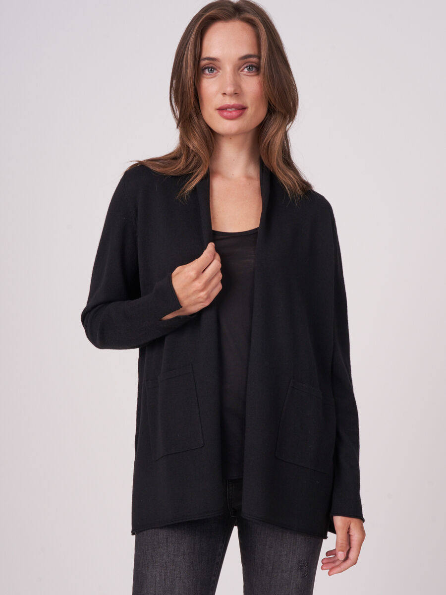 Fine knit merino wool shawl collar cardigan image number 0