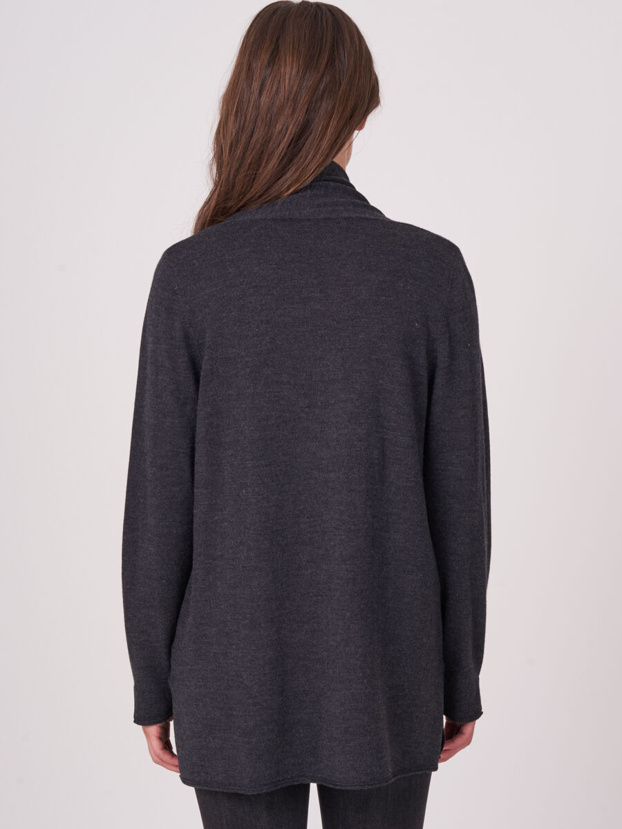 Fine knit merino wool shawl collar cardigan image number 1