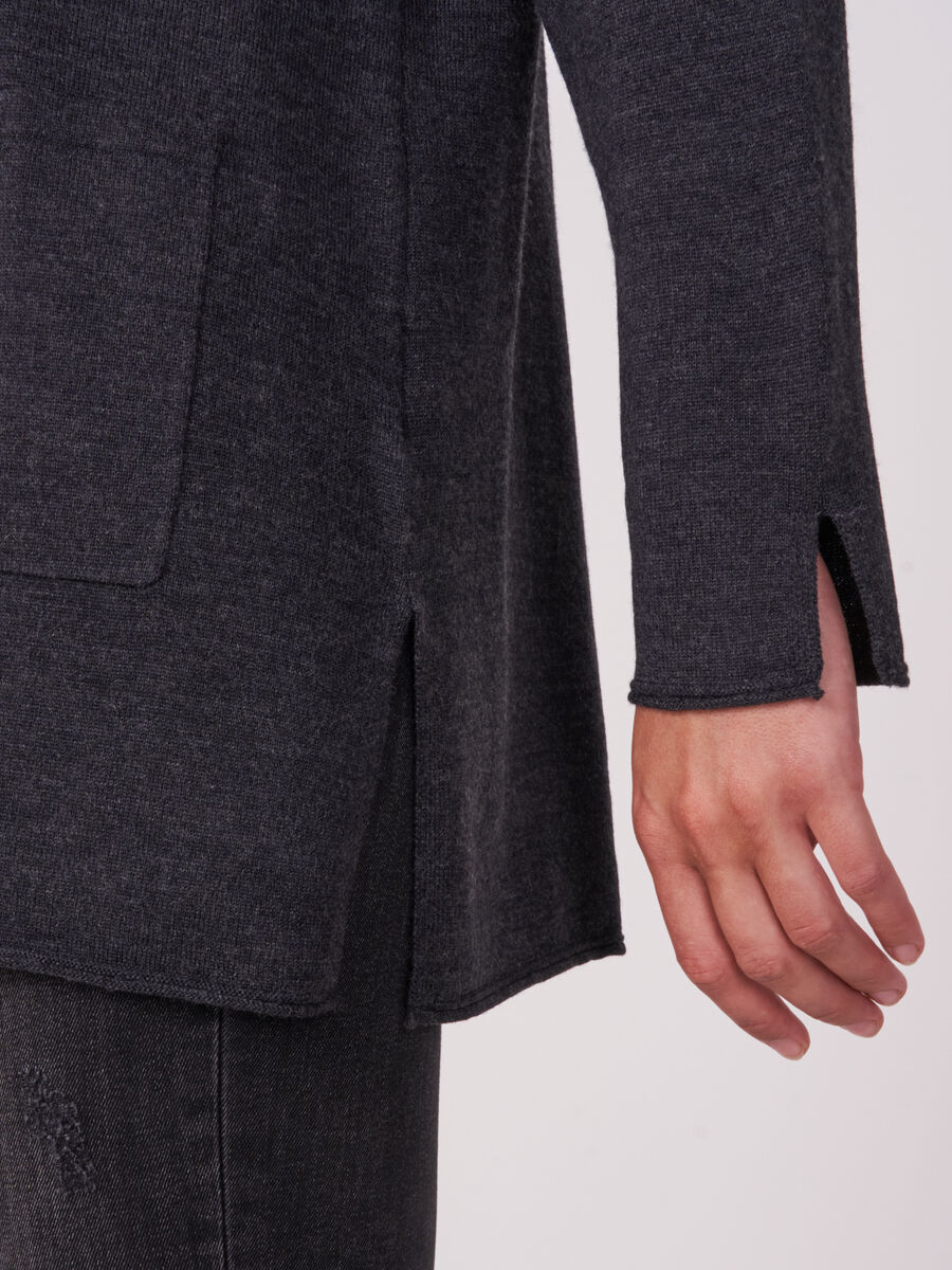 Fine knit merino wool shawl collar cardigan image number 2