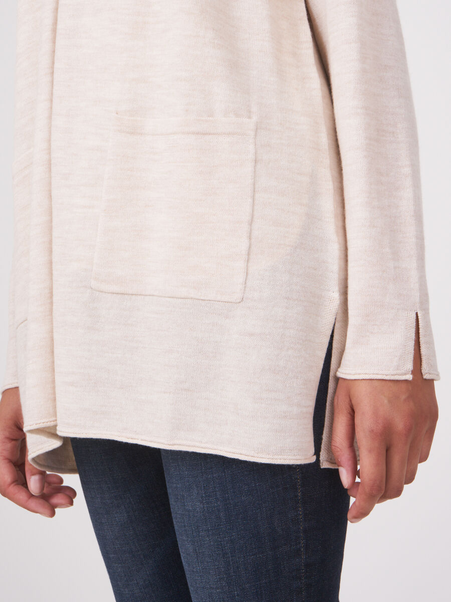 Fine knit merino wool shawl collar cardigan image number 2