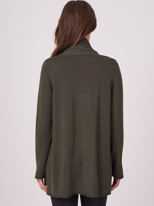 Fine knit merino wool shawl collar cardigan