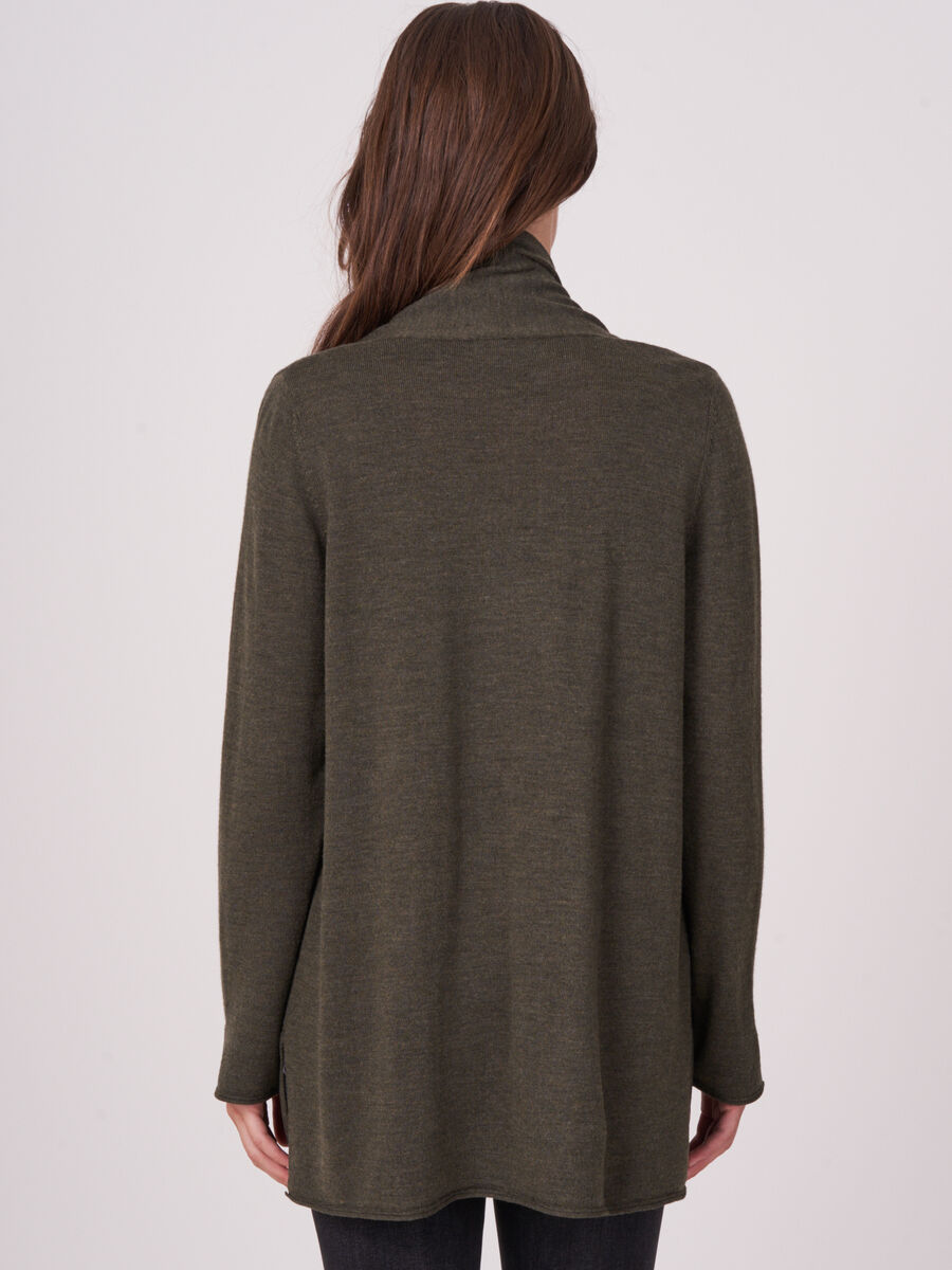 Fine knit merino wool shawl collar cardigan image number 1