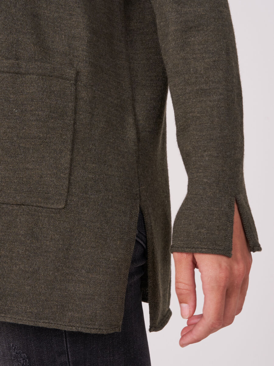 Fine knit merino wool shawl collar cardigan image number 2