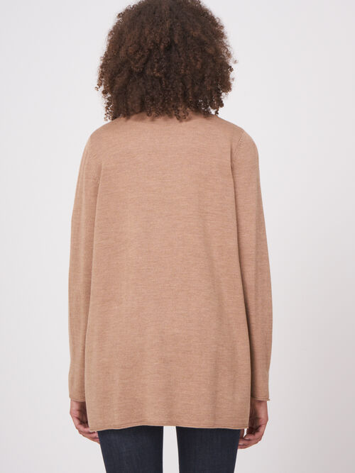 Fine knit merino wool shawl collar cardigan