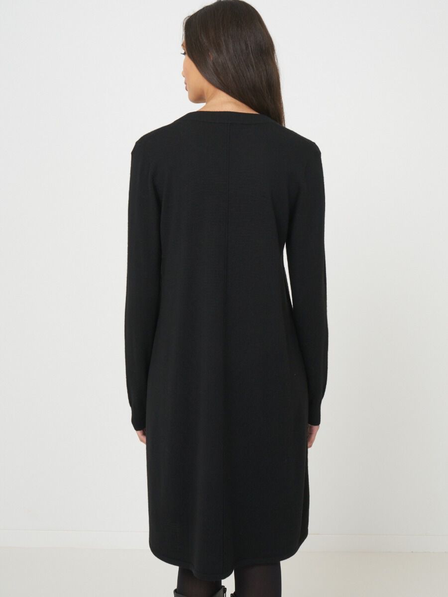 Merino wool knitted dress with split round neck image number 1
