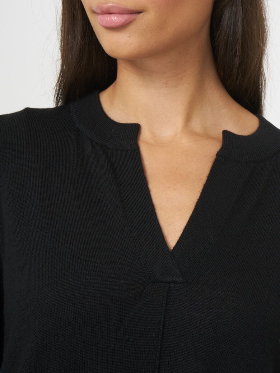 Merino wool knitted dress with split round neck image number 2