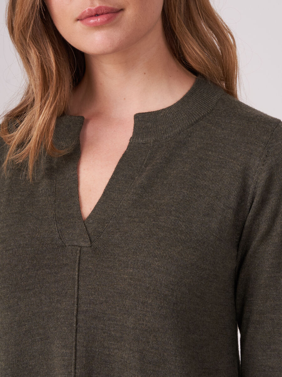 Merino wool knitted dress with split round neck image number 2