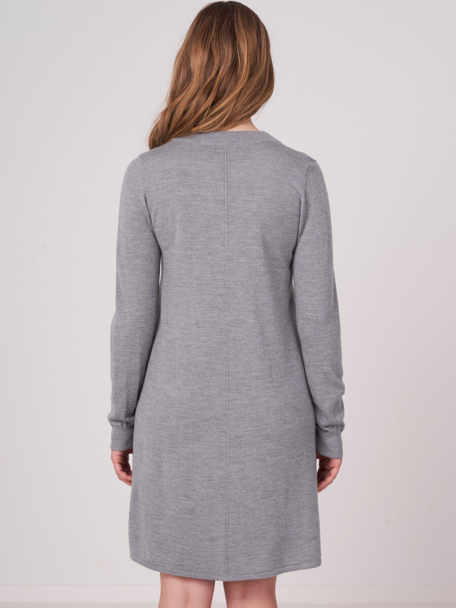 Merino wool knitted dress with split round neck image number 1