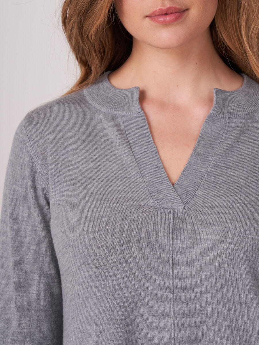 Merino wool knitted dress with split round neck image number 2