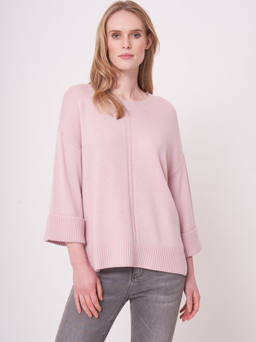 3/4 sleeves merino wool sweater image number 0
