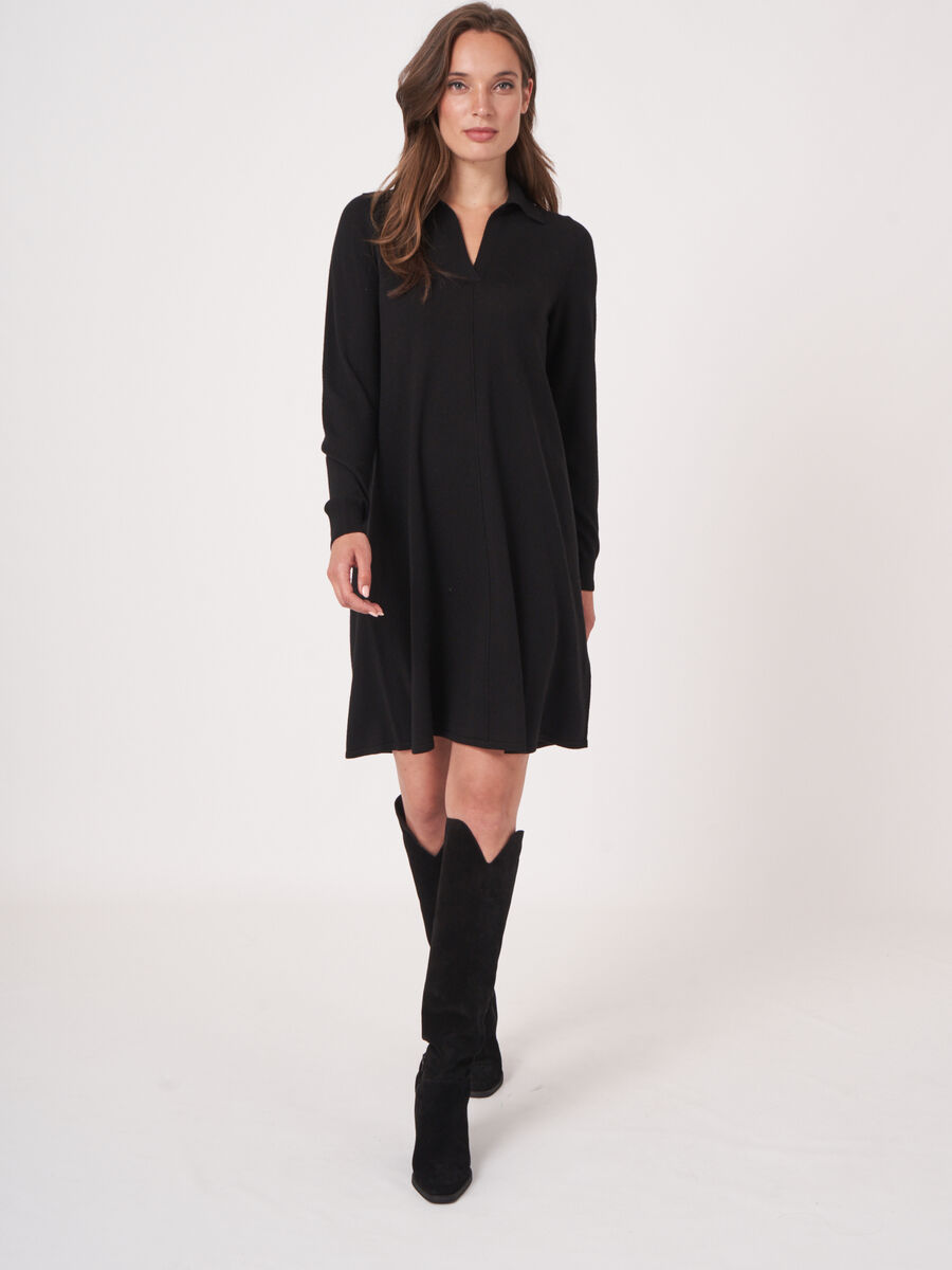 Merino wool dress with polo neck image number 4