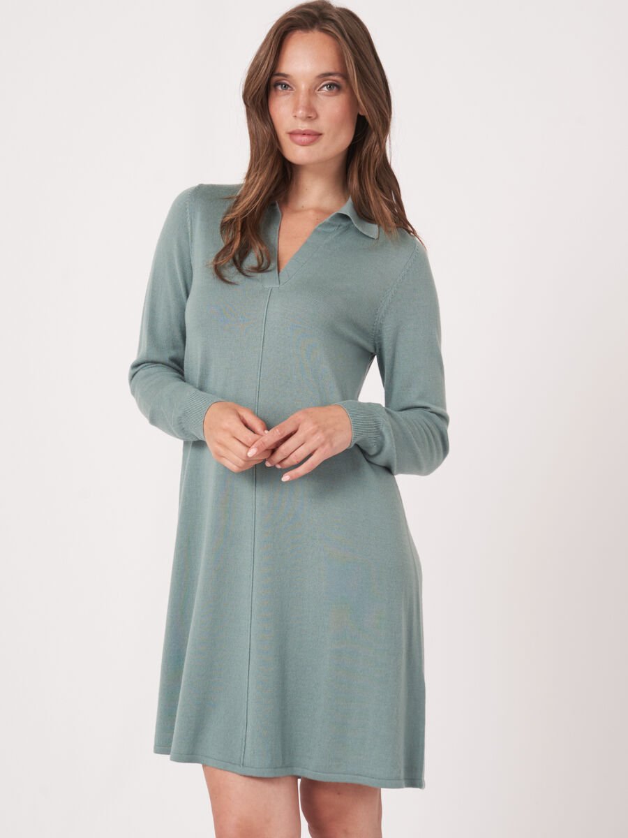 Merino wool dress with polo neck image number 0