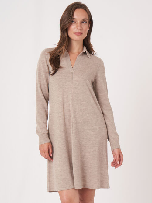BES Afgekeurd Begrip A-line merino wool dress with puff sleeves