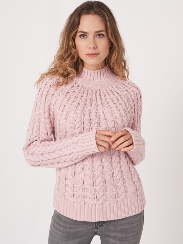 Chunky cable knit merino wool sweater