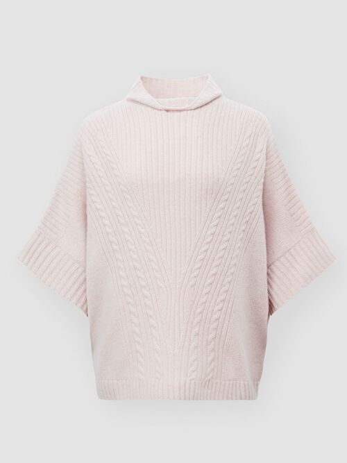 Lamswollen poncho met structuurdetails