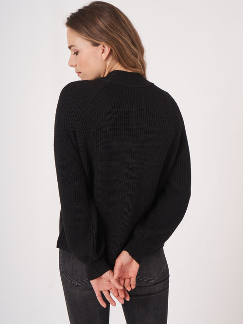 Grof ribgebreid vest met V-hals