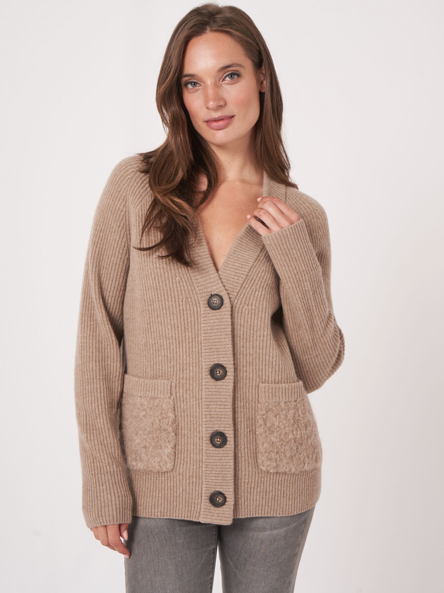 Lambswool cardigan with patch pockets image number 0
