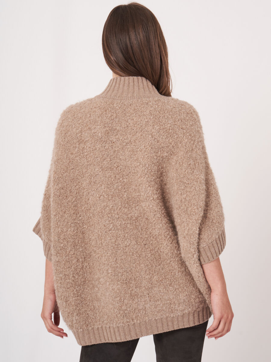 Chunky knit sleeveless poncho with zip closure image number 7