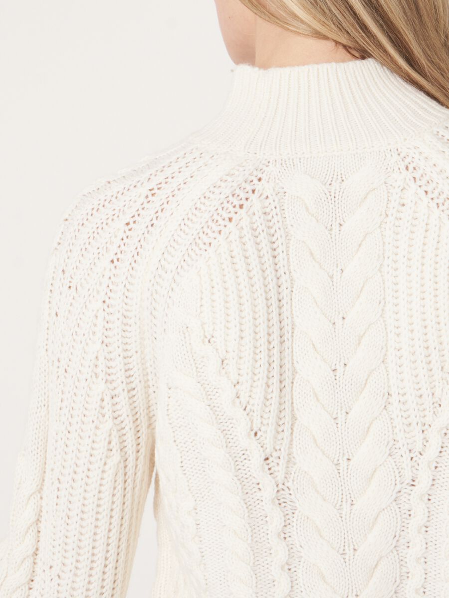 Kabeltrui van merinowol met opstaande kraag image number 5