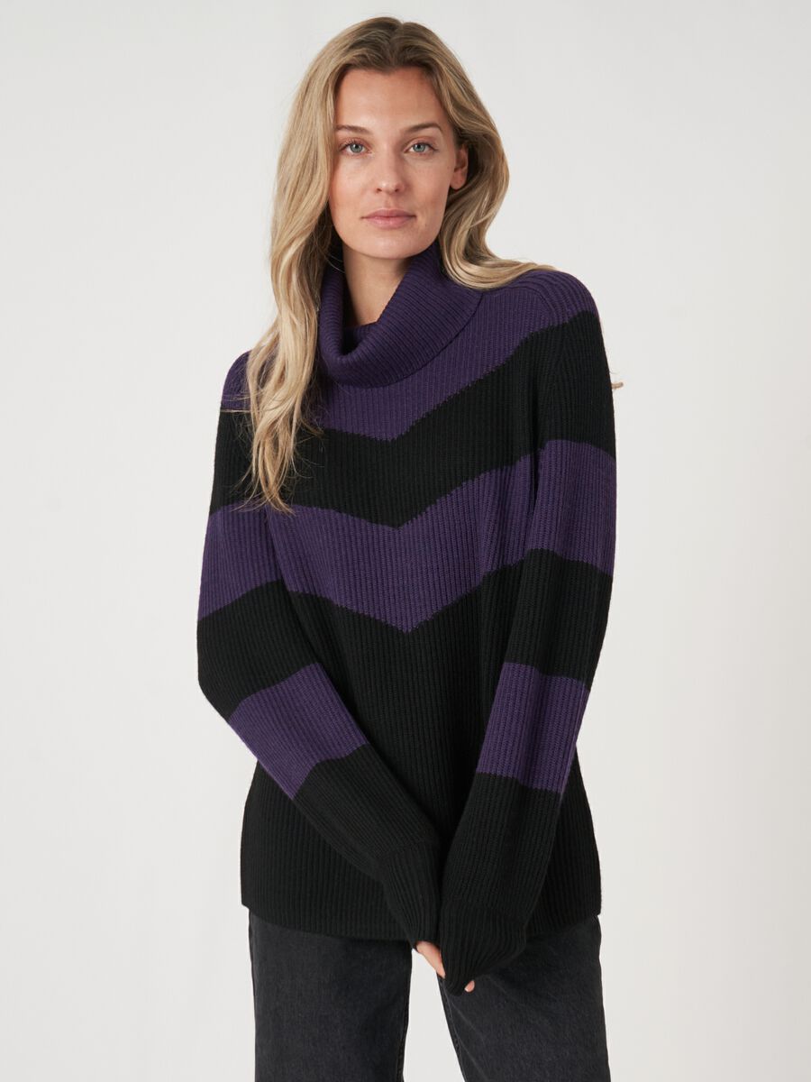 Intarsia knit chevron turtleneck sweater image number 0
