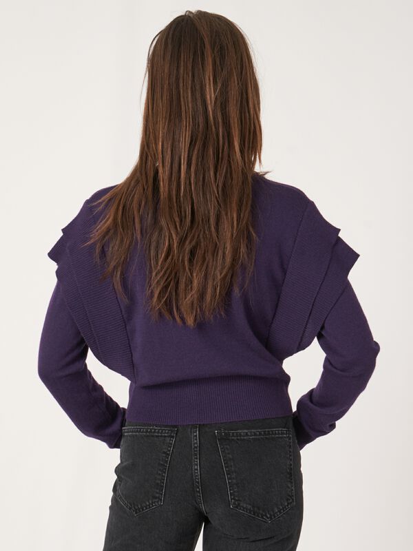 Cropped merino wool sweater with shoulder detail image number 2