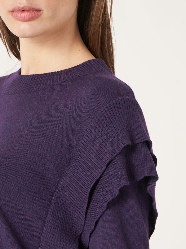 Cropped merino wool sweater with shoulder detail image number 5