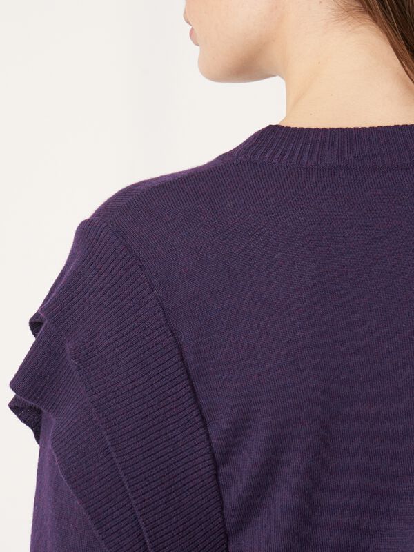 Cropped merino wool sweater with shoulder detail image number 6
