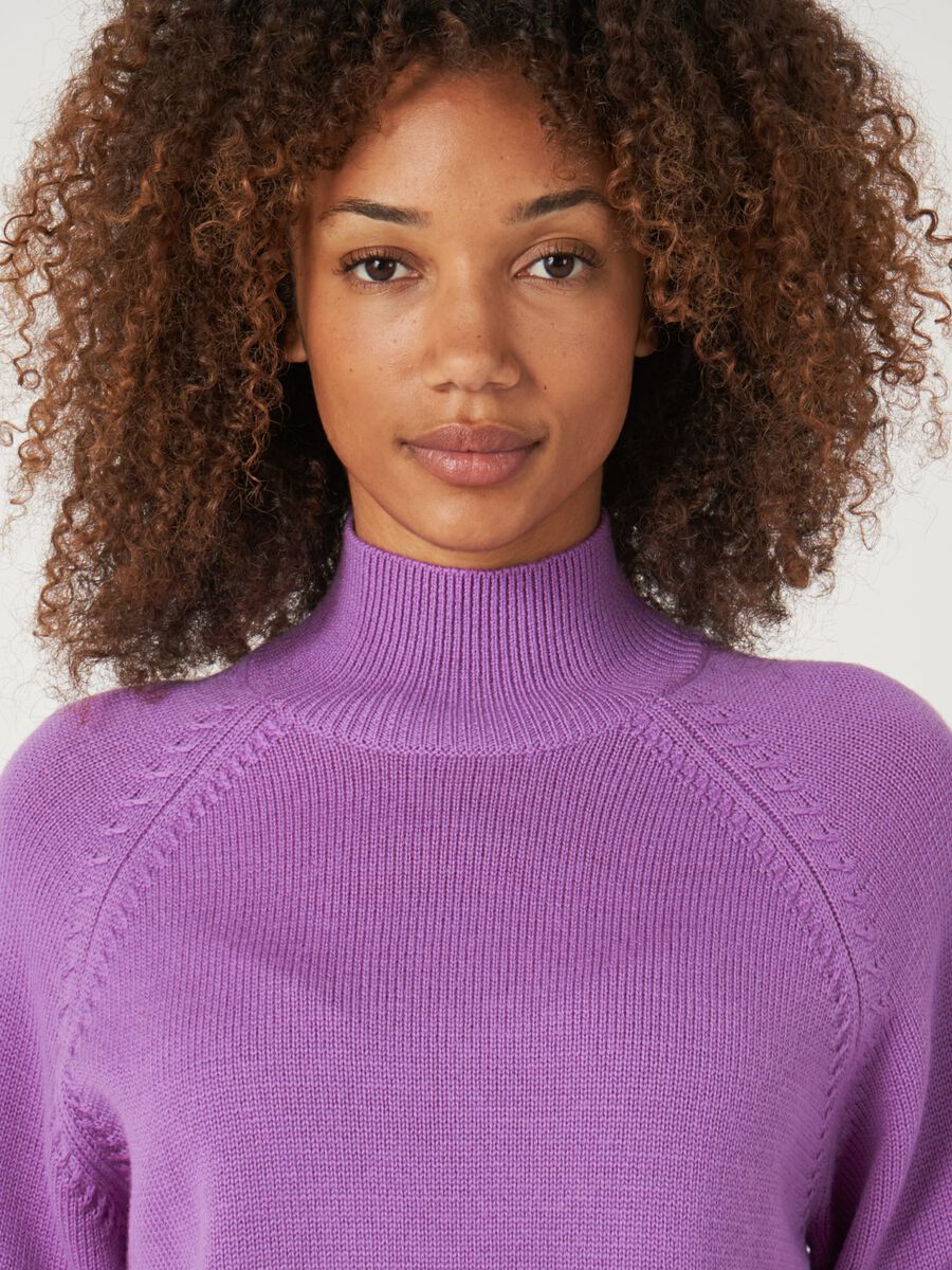 Raglan-Pullover aus Merinowolle mit Stehkragen image number 3