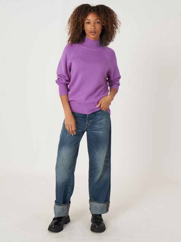 Raglantrui met opstaande kraag van merinowol image number 4