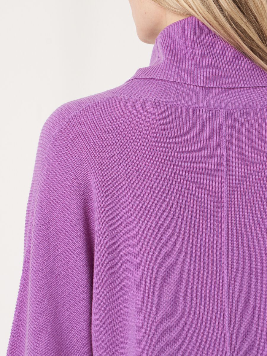 Fine rib knit turtleneck sweater with front pocket image number 4