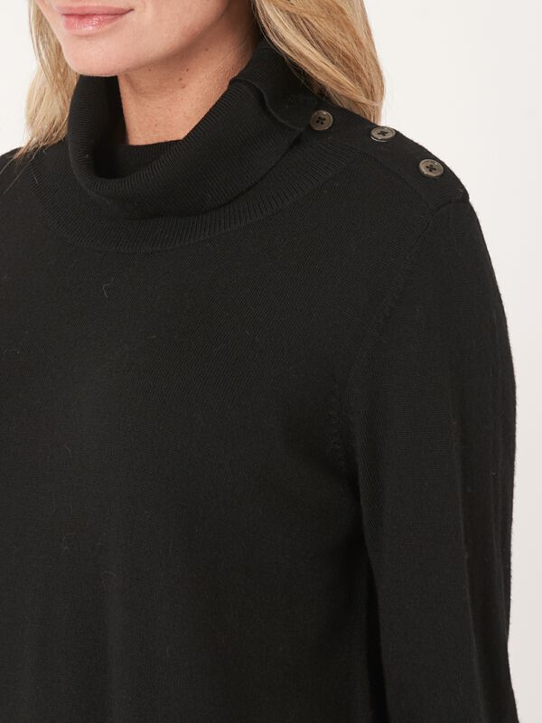 Knitted dress with buttoned high neck  and side slit image number 2