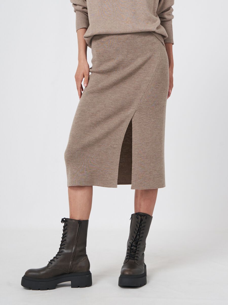 Merino wool skirt with front slit image number 0