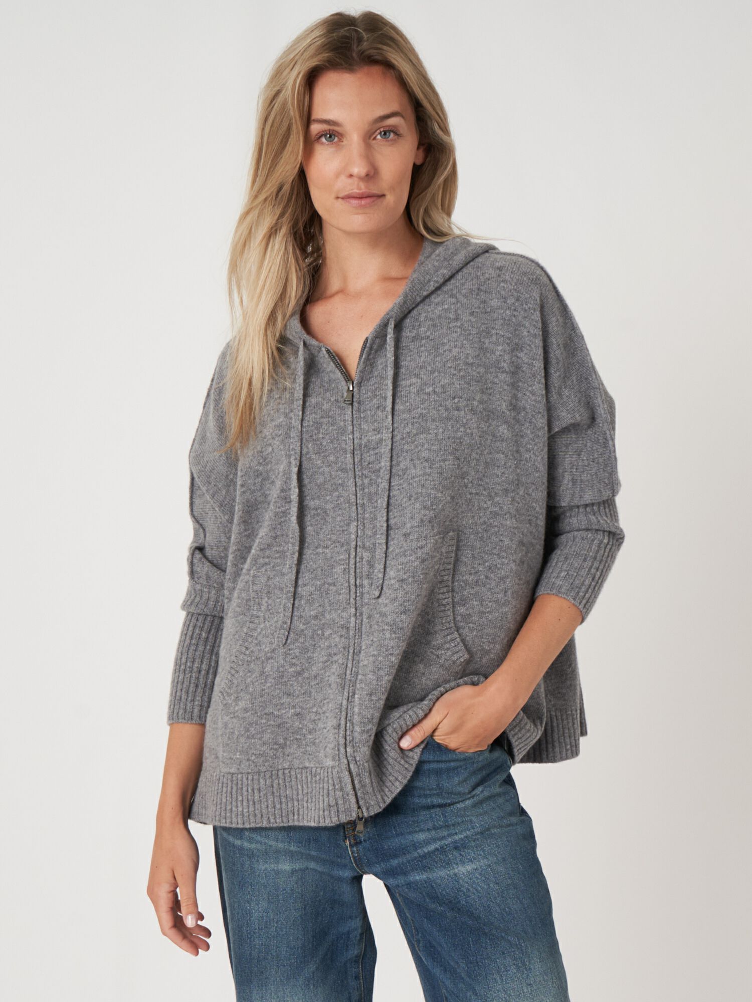 Casual gebreide hoodie met rits