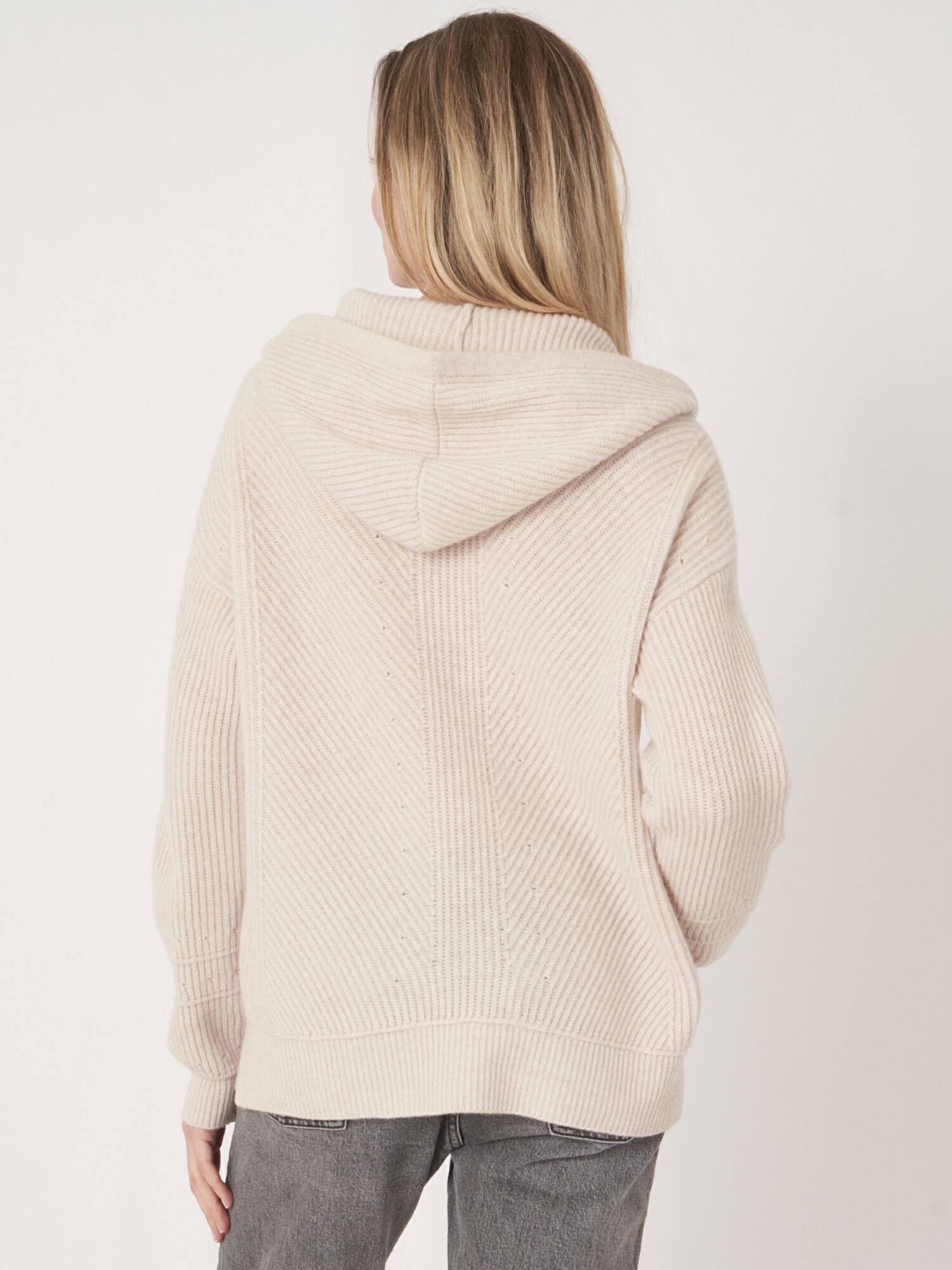 Women's Rib knit hoodie with side slits | REPEAT cashmere